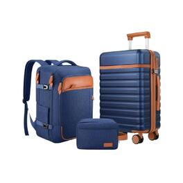 Circus Cirle - 3-Piece Hardside Luggage Set With Backpack - Blue