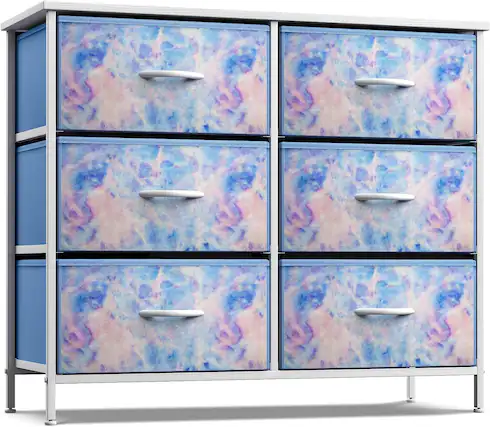 Front. Sorbus - Sorbus Dresser with 6 Drawers, Furniture Storage Tower Unit for Bedroom, Hallway, Closet - Blue Tie-Dye.