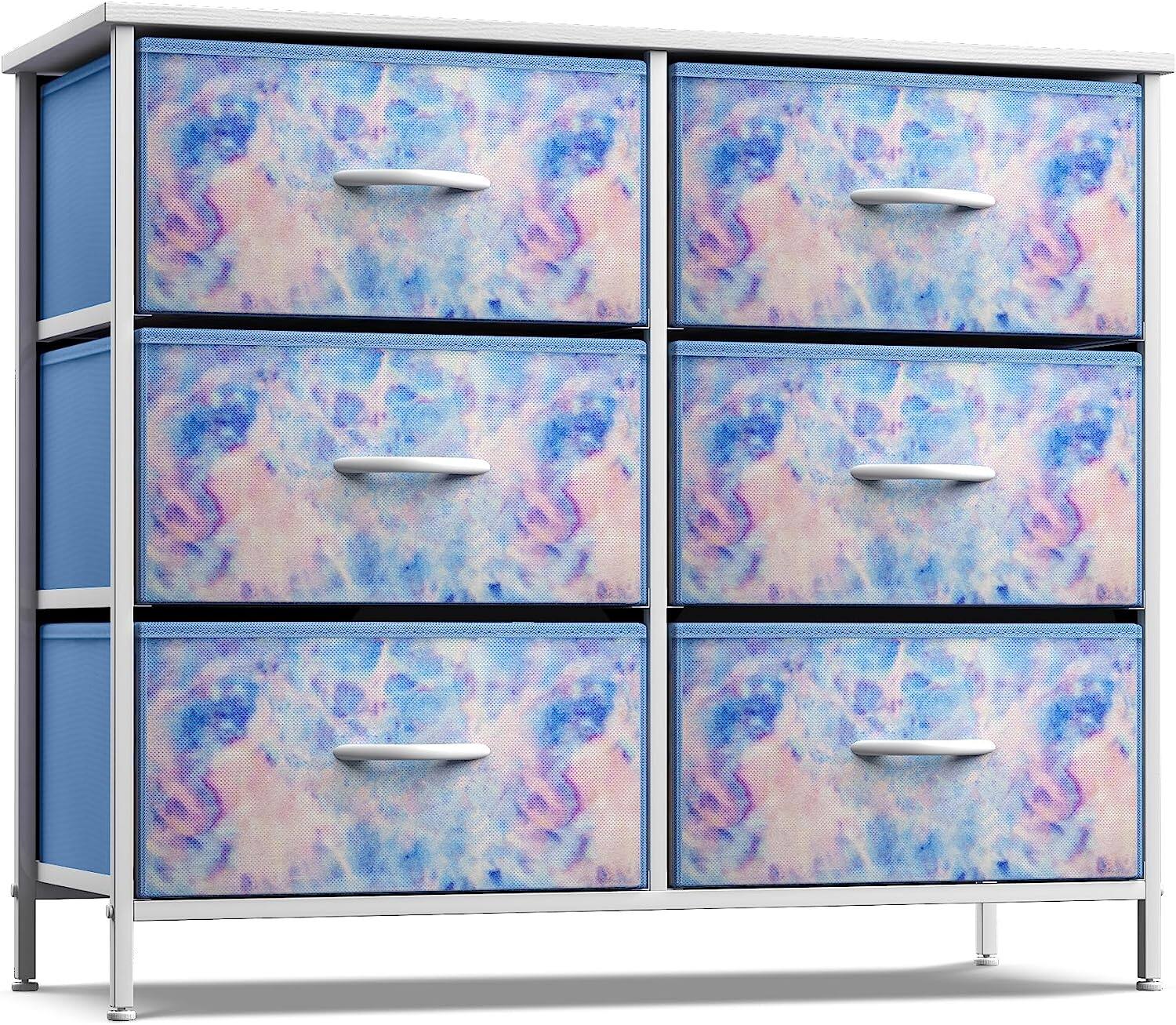 Front. Sorbus - Sorbus Dresser with 6 Drawers, Furniture Storage Tower Unit for Bedroom, Hallway, Closet - Blue Tie-Dye.