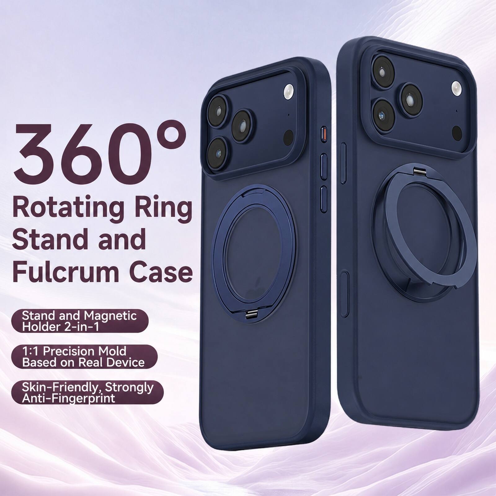 360° Rotating Ring Stand and Fulcrum Case

Stand and Magnetic Holder 2-in-1

1:1 Precision Mold Based on Real Device

Skin-Friendly, Strongly Anti-Fingerprint