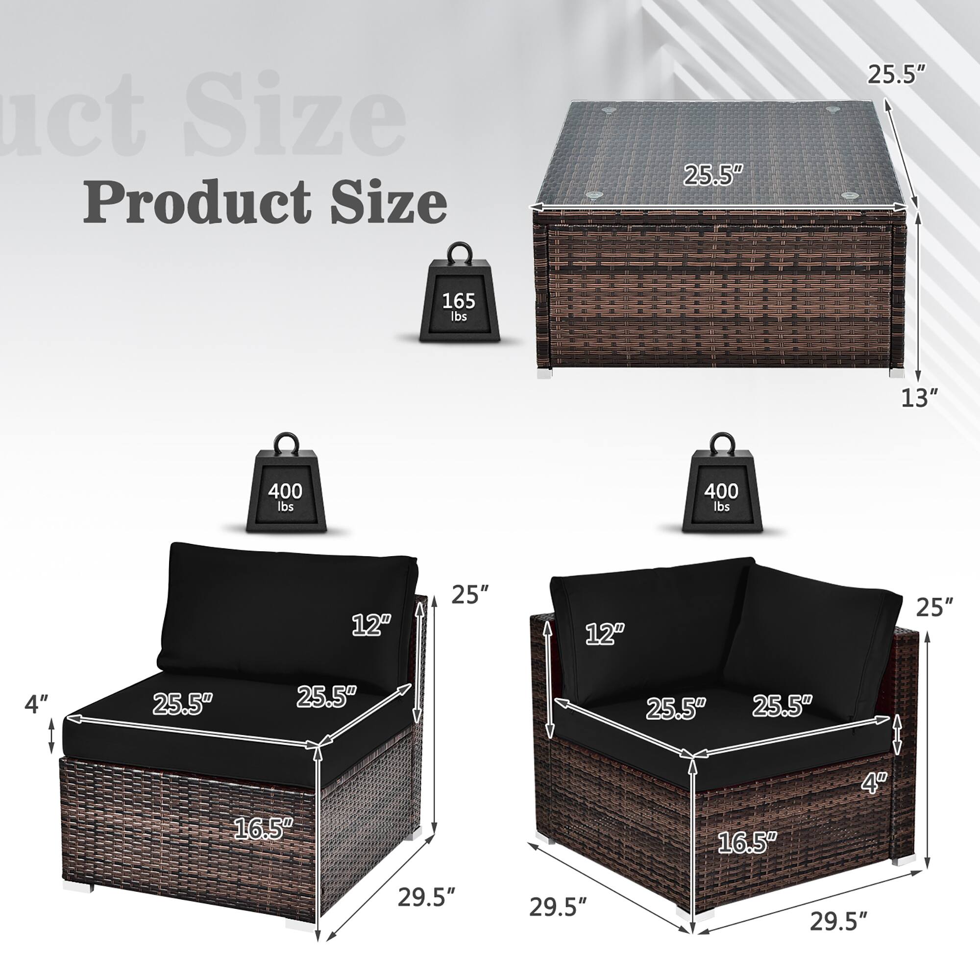 Product Size:

* 25.5"
* 16.5"
* 29.5"