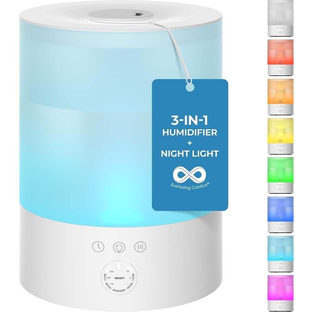 MOSZAR LLC - Everlasting Comfort 2.5L Top Fill Humidifier, Quiet, 24HR Runtime, Essential Oil Diffuser