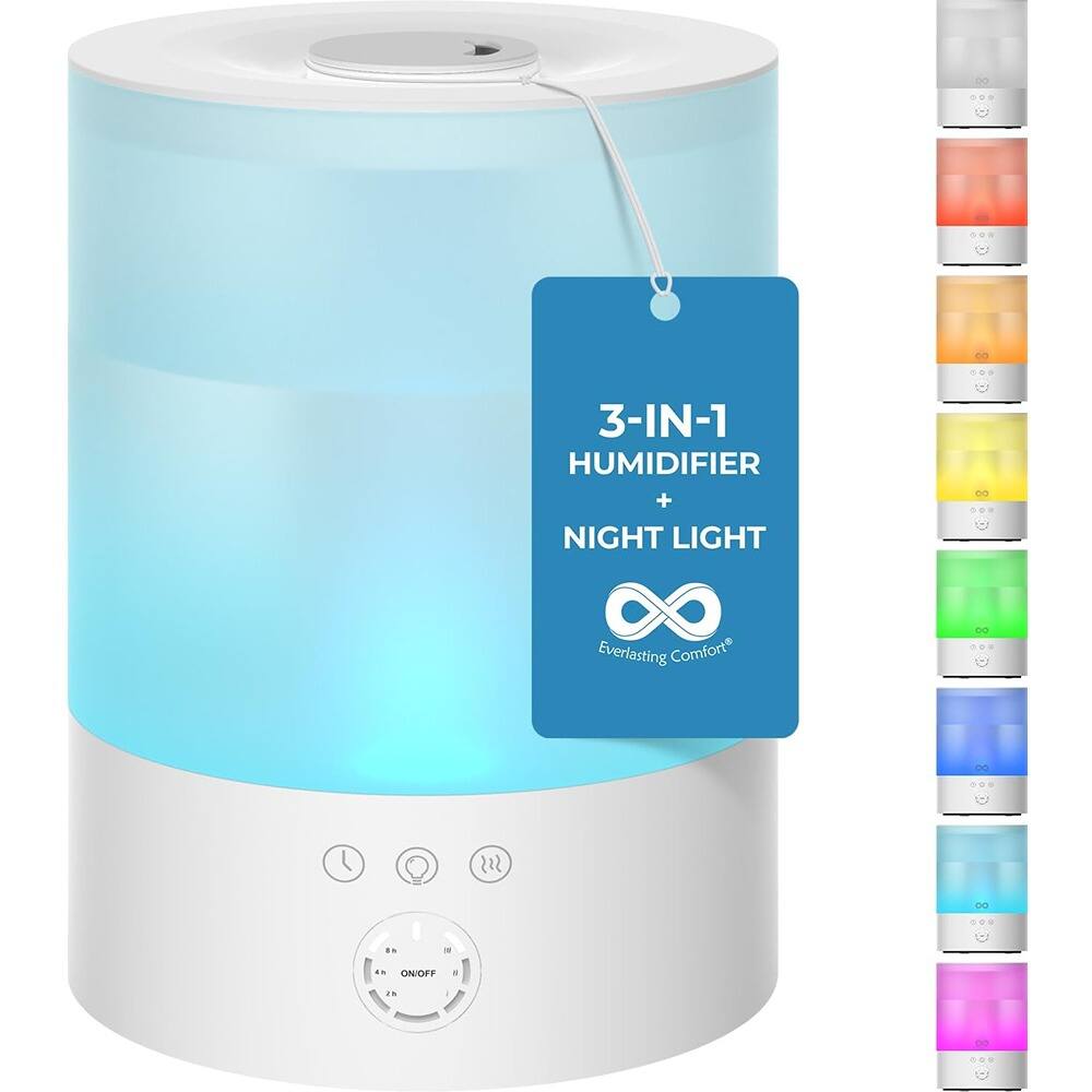 MOSZAR LLC - Everlasting Comfort 2.5L Top Fill Humidifier, Quiet, 24HR Runtime, Essential Oil Diffuser