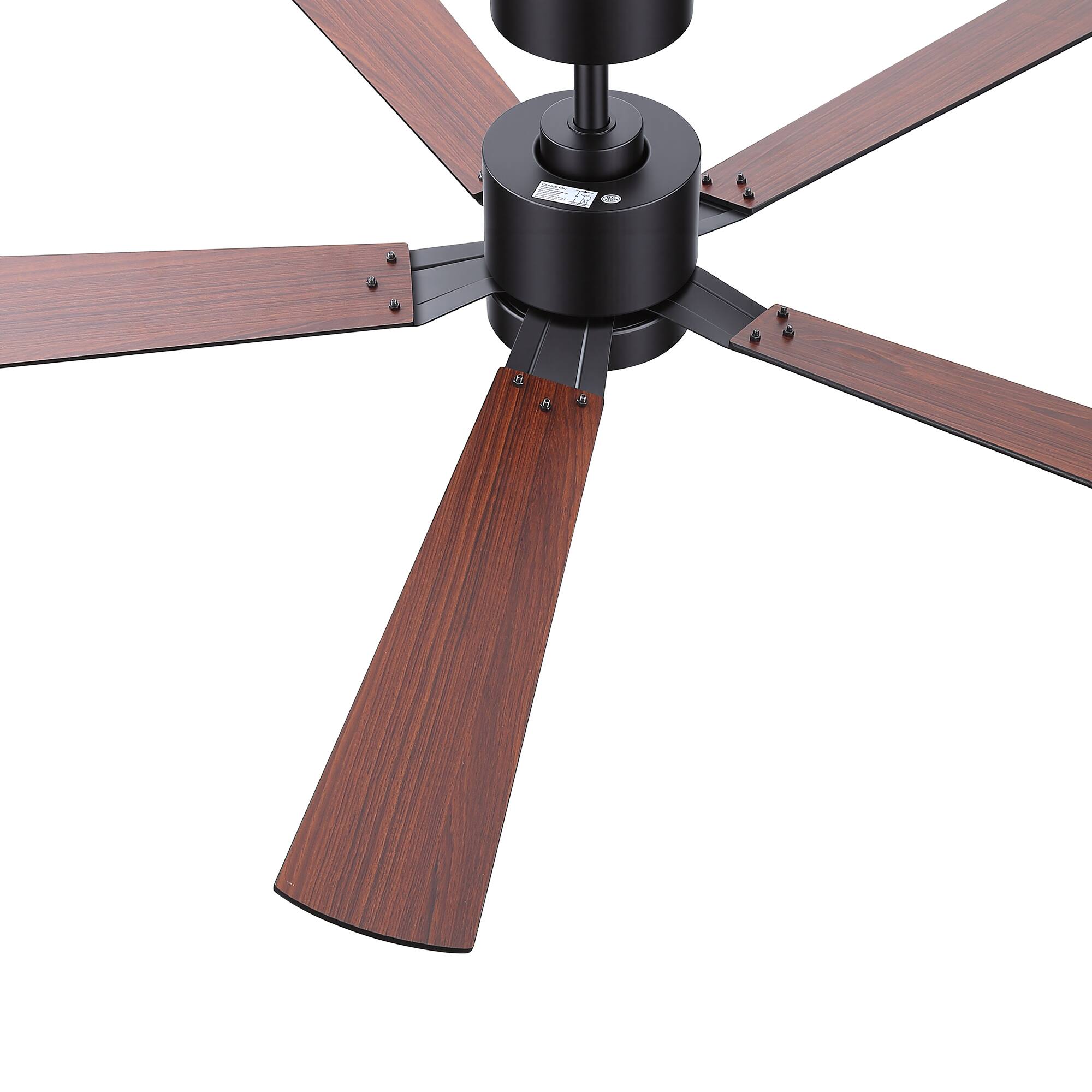 Alt View 10. Breezary - 52-Inch Ceiling Fan with Acrylic Light Shade, RGB LED Light, 6-Speed Remote Control, Timer, Downrod Mount - Black and Walnut.