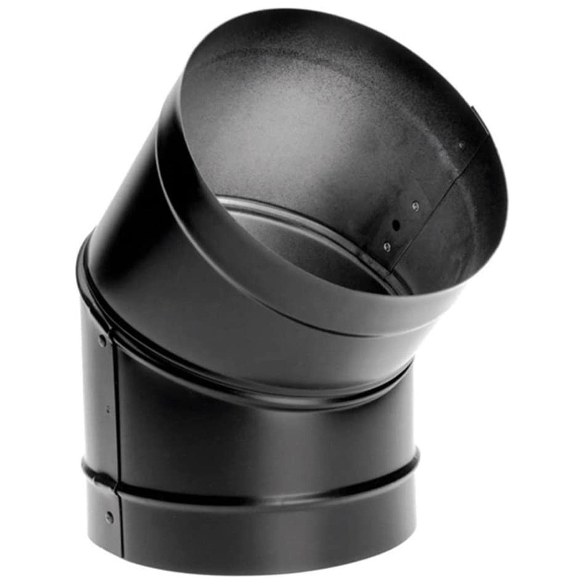 Alt View 4. DuraVent - DuraVent DuraBlack 6" Stainless Steel Single Wall 45 Degree Elbow Stove Pipe - Black.