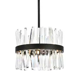 Elegant Lighting - Serephina 16 inch crystal round pendant light in - Black