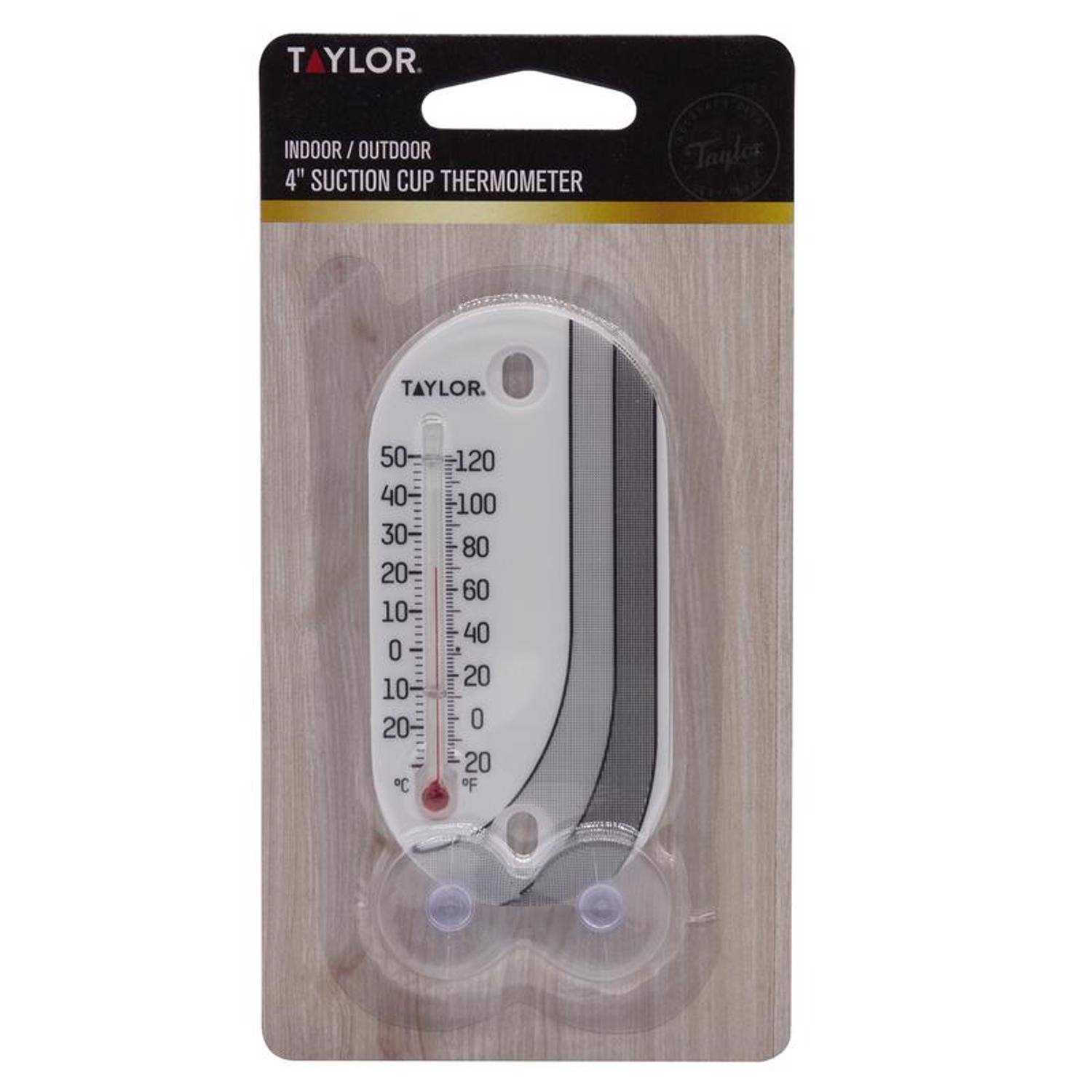 TAYLOR  
INDOOR / OUTDOOR  
4" SUCTION CUP THERMOMETER  

TAYLOR  
50 40 30 20 10 0 10 20  
°C  
120 100 80 60 40 20 0 20  
°F