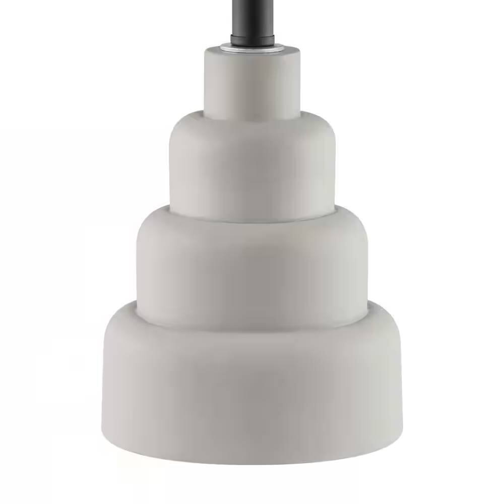 Alt View 1. Hivvago - Small Grey Desk Light Table Lamp with White Fabric Shade for Bedside Nightstand - Grey, White.
