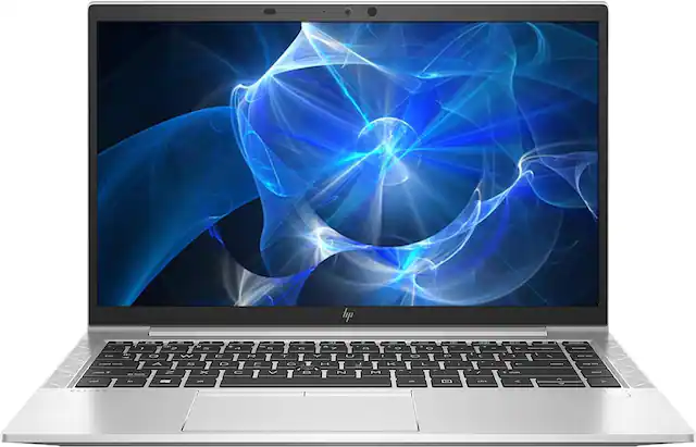 Front. HP - HP EliteBook 840 G8 Certified Refurbished 14.0", Intel Core i5-1135G7, 16GB RAM, 256GB SSD Retina Laptop - Silver.