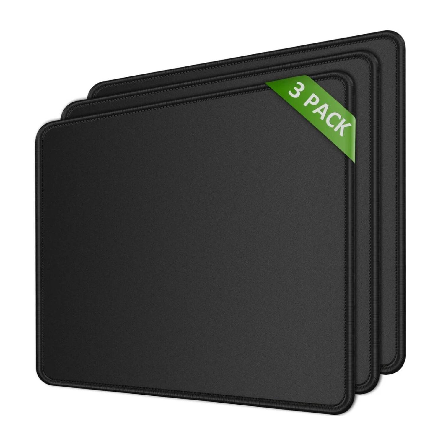Angle. Stock Preferred - 3-Pack Non-Slip Mouse Pad Stitched Edge - Black.