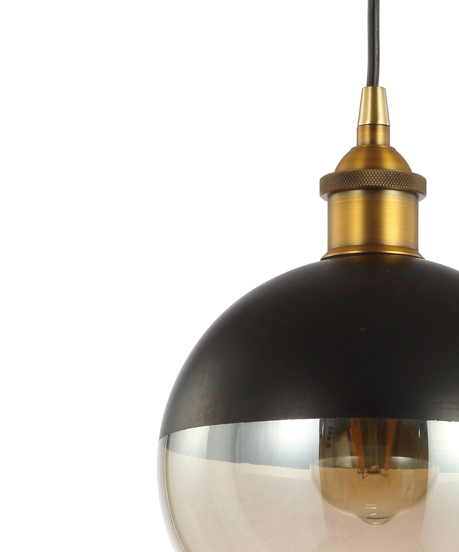 Alt View 4. Jonathan Y - Nixon 7.5" 1-Light MidCentury Modern Metal/Glass Adjustable Drop Globe LED Pendant, Brass Gold/Black - Brass Gold/Black.