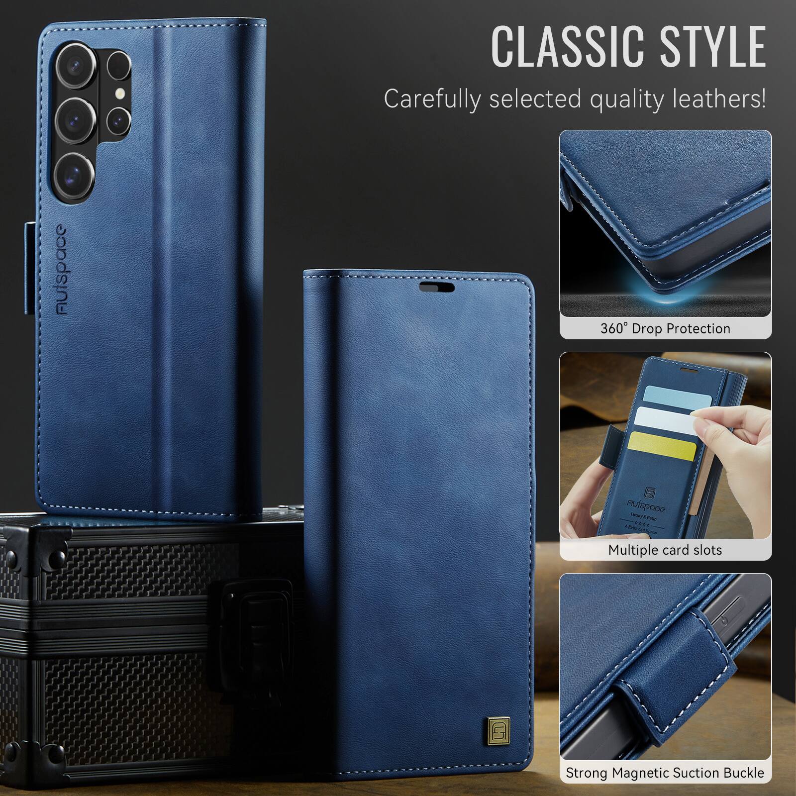 Dteck Slim Premium Leather Shockproof Flip Kickstand Card Wallet Phone ...