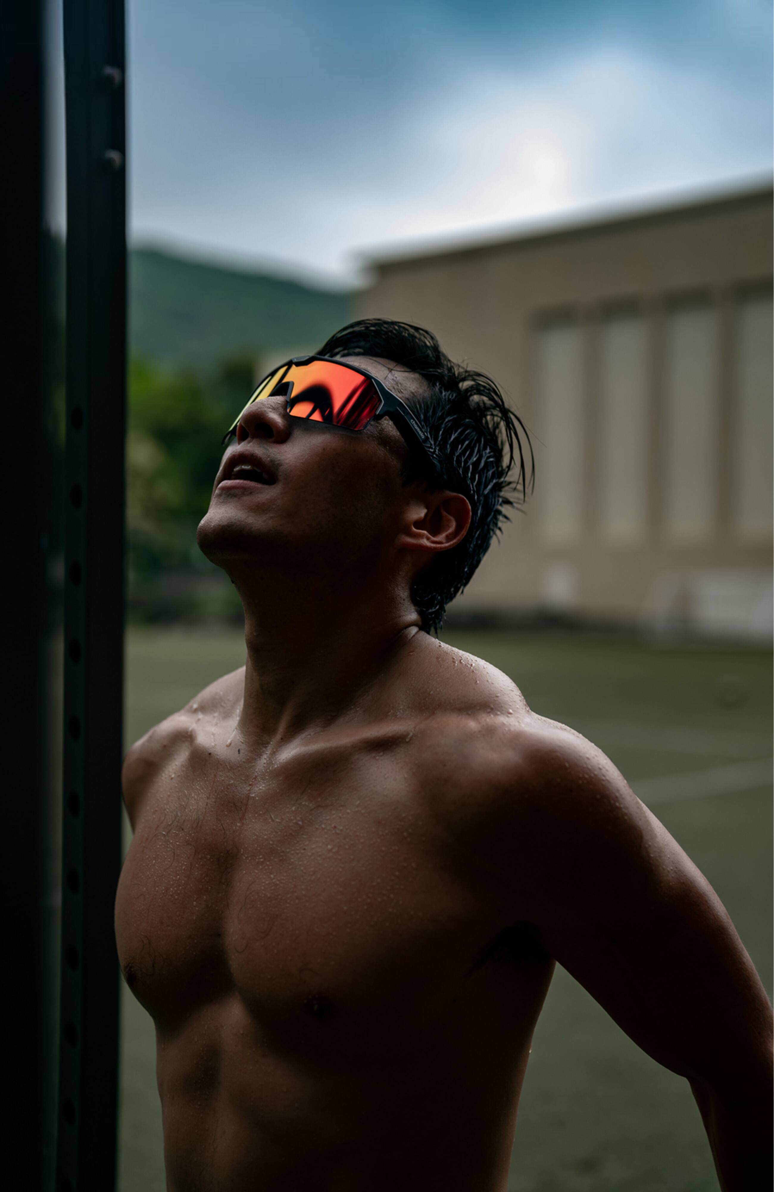 Alt View 6. Chamelo - Sport Music Shield Slider HVL - Black frame | Fire lenses.