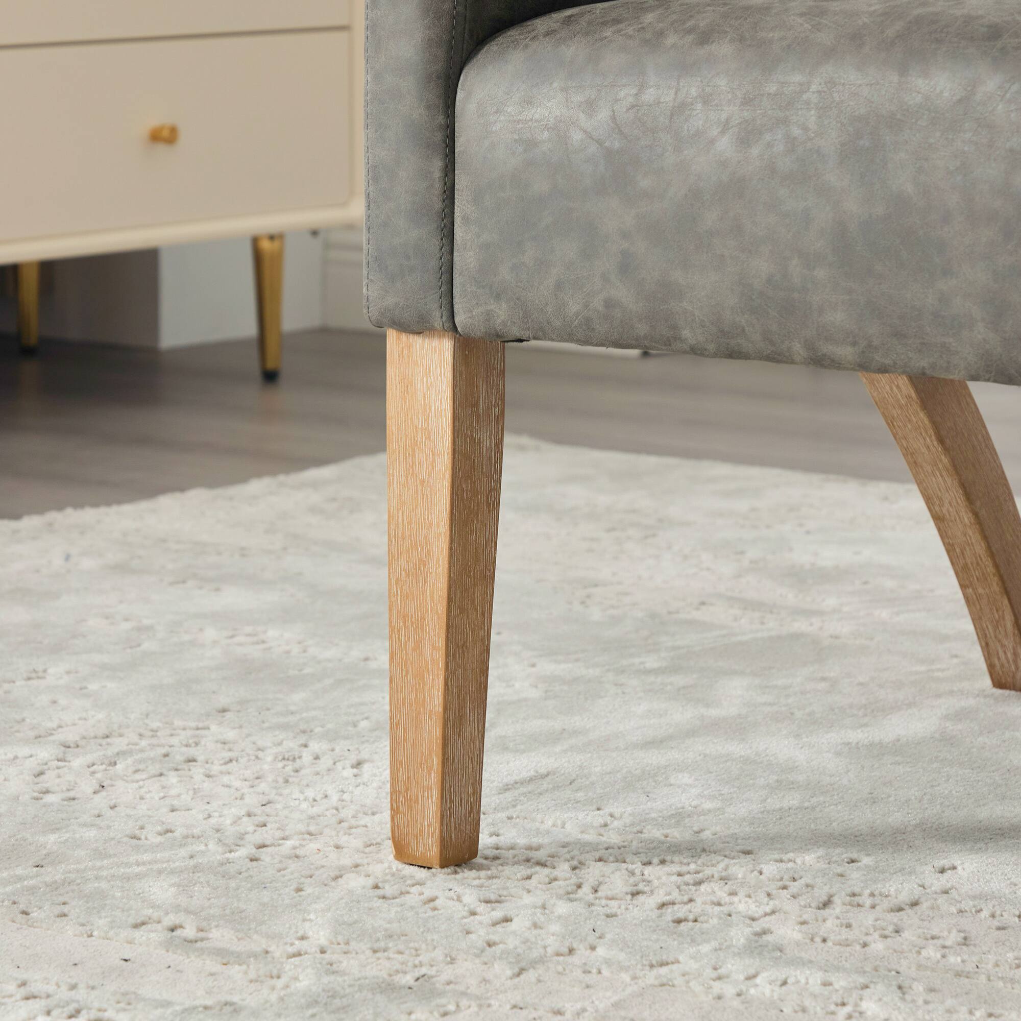 Alt View 5. GOODSILO - Modern Upholstered Accent Armchair with Open Back Design and Solid Wood Legs for Dining and Living Spaces - Gray.