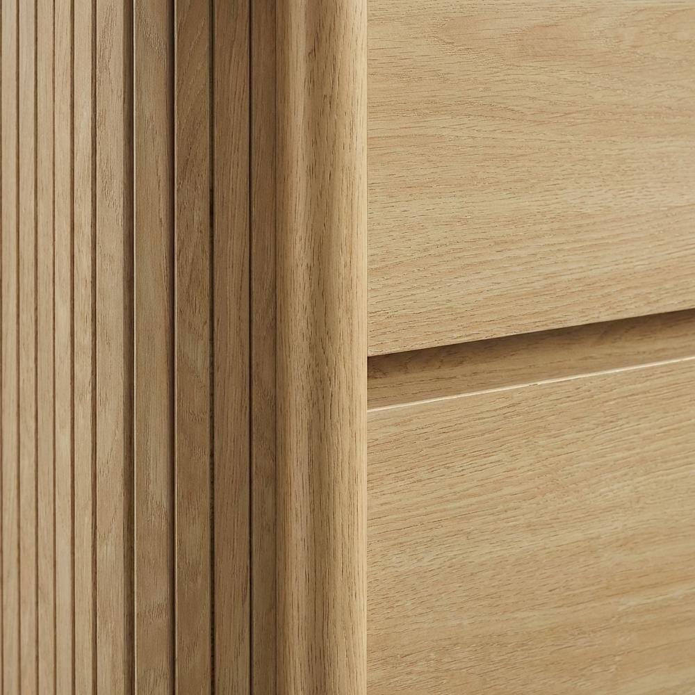 Back. FurniFact - Nightstand with Modern Design and Compact Storage in Brown Finish - Brown.