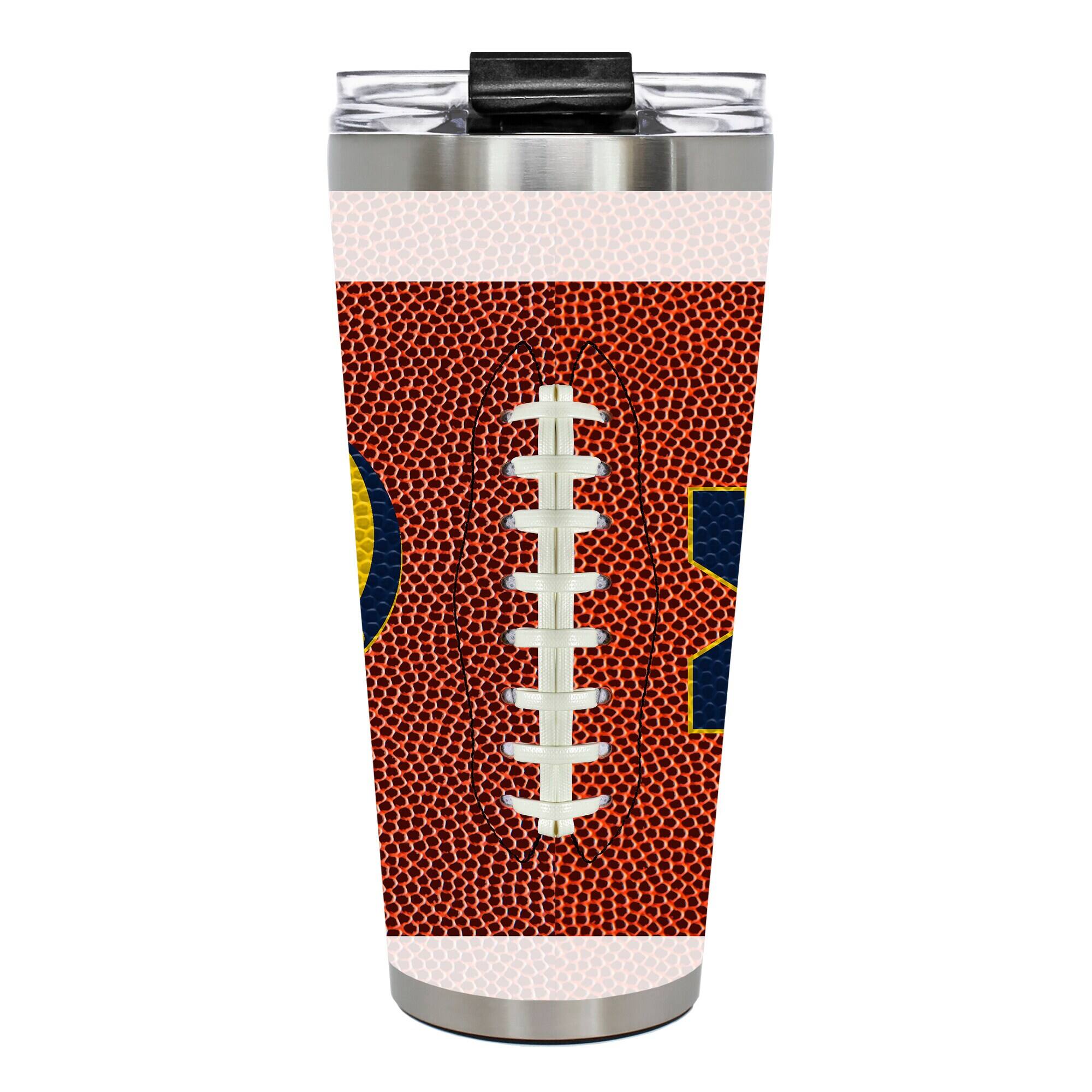 Alt View 2. Great American Products - Michigan Wolverines 32oz. Big Slim Game Ball Travel Tumbler - Brown.