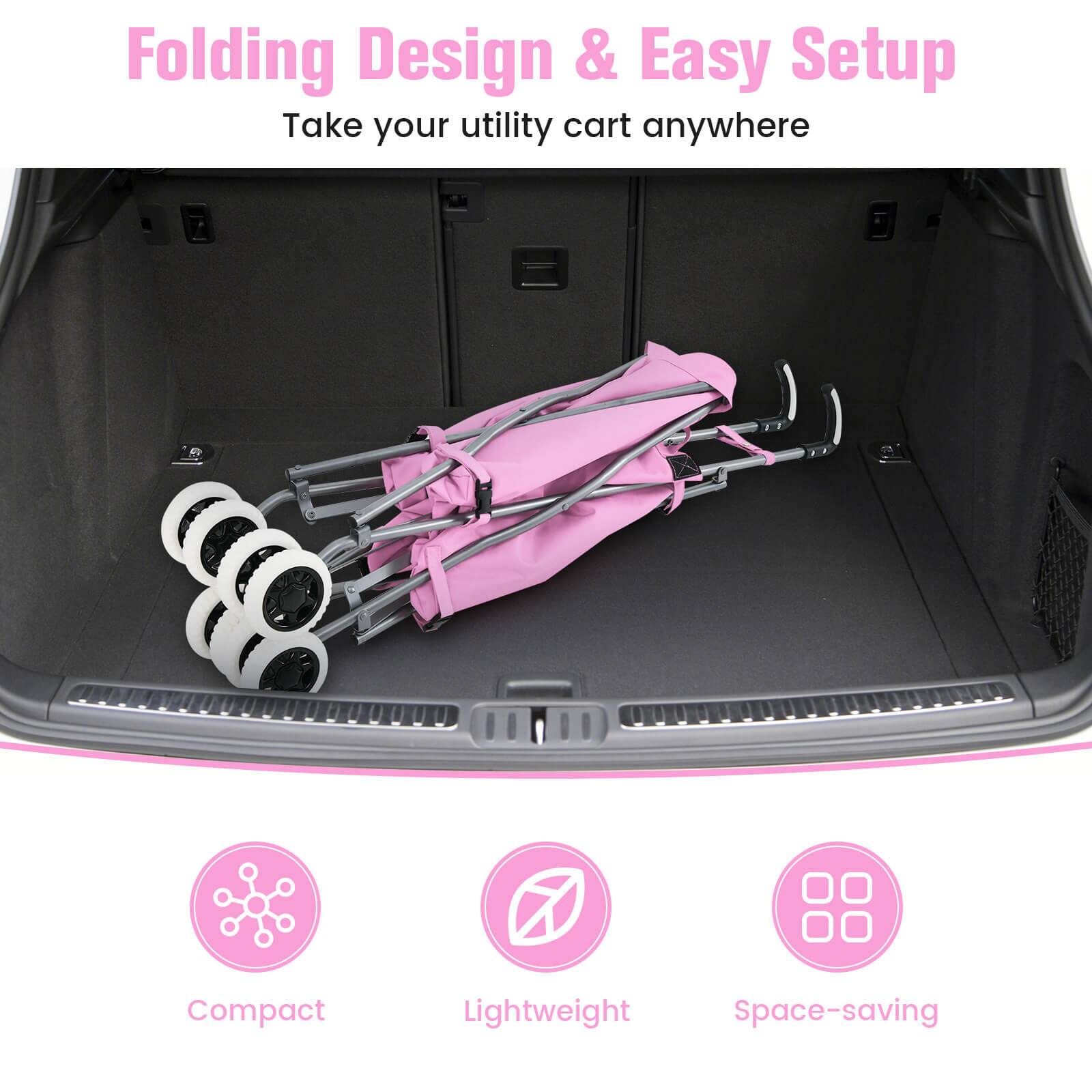 Folding Design & Easy Setup  
Take your utility cart anywhere  

Compact  
Lightweight  
Space-saving