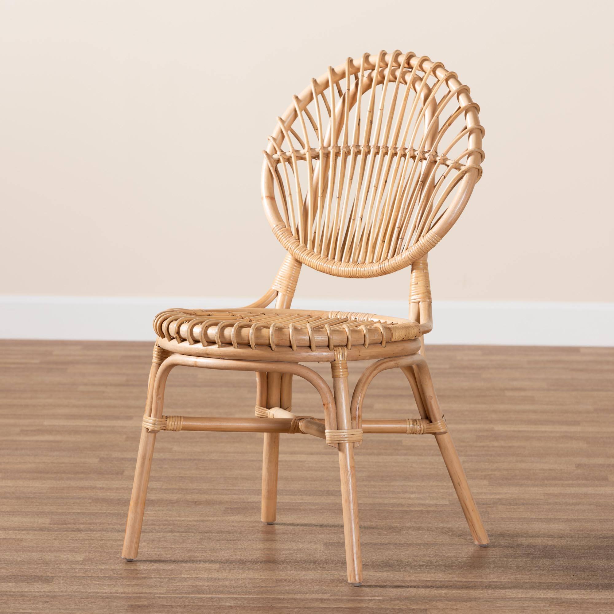 Alt View 5. bali & pari - Iris Modern Bohemian Rattan Dining Chair - Natural Brown.