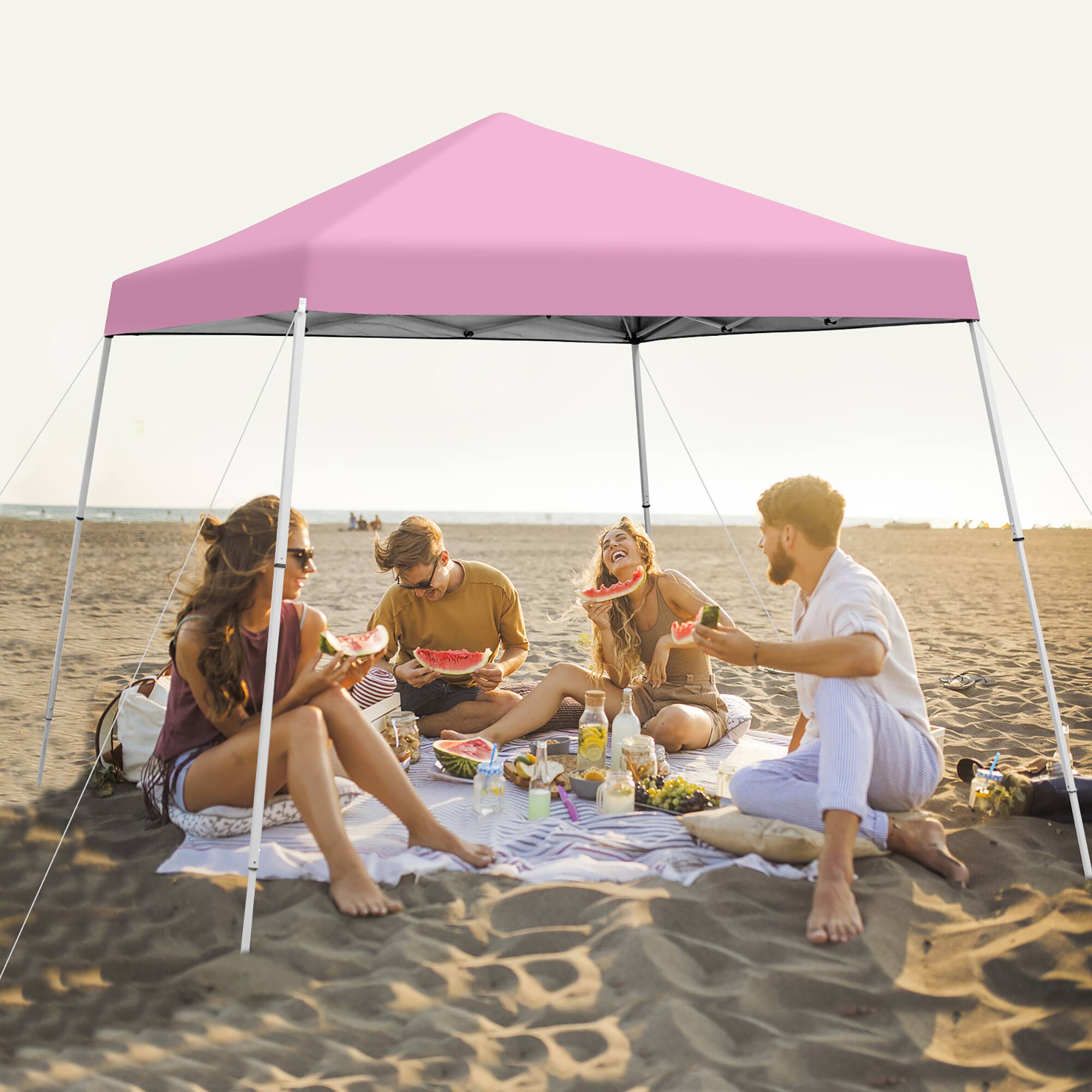 Alt View 2. Costway - Costway 10x10ft Patio Outdoor Instant Pop-up Canopy Slanted Leg UPF50+ Sun Shelter - Pink.
