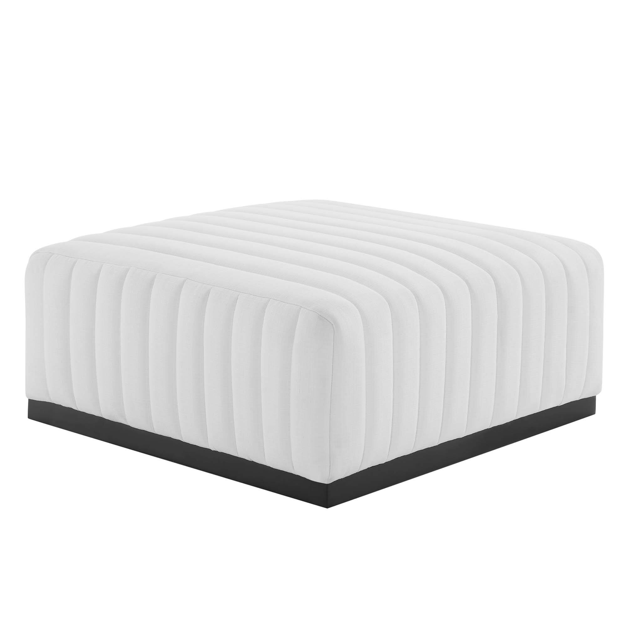 Angle. Modway - Conjure Channel Tufted Upholstered Fabric Ottoman by Modway - EEI-5501-BLK-WHI.