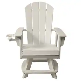 WestinTrends - Malibu Outdoor HDPE Swivel Adirondack Patio Dining Chair With Cup Holder - Sand