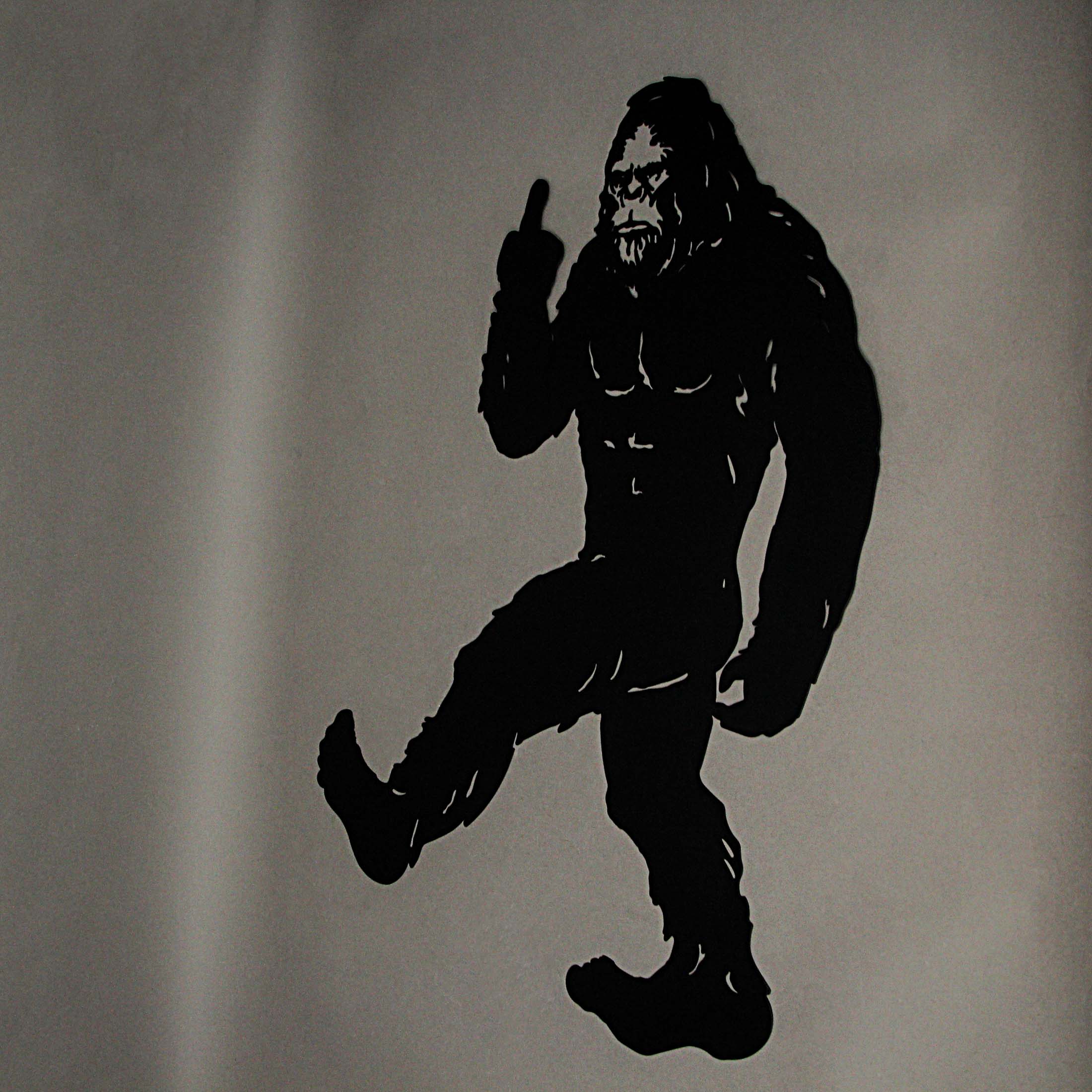Alt View 8. Zeckos - Black Metal Laser Cut Rude Bigfoot Flipping The Bird Wall Sculpture Home Decor - Black.