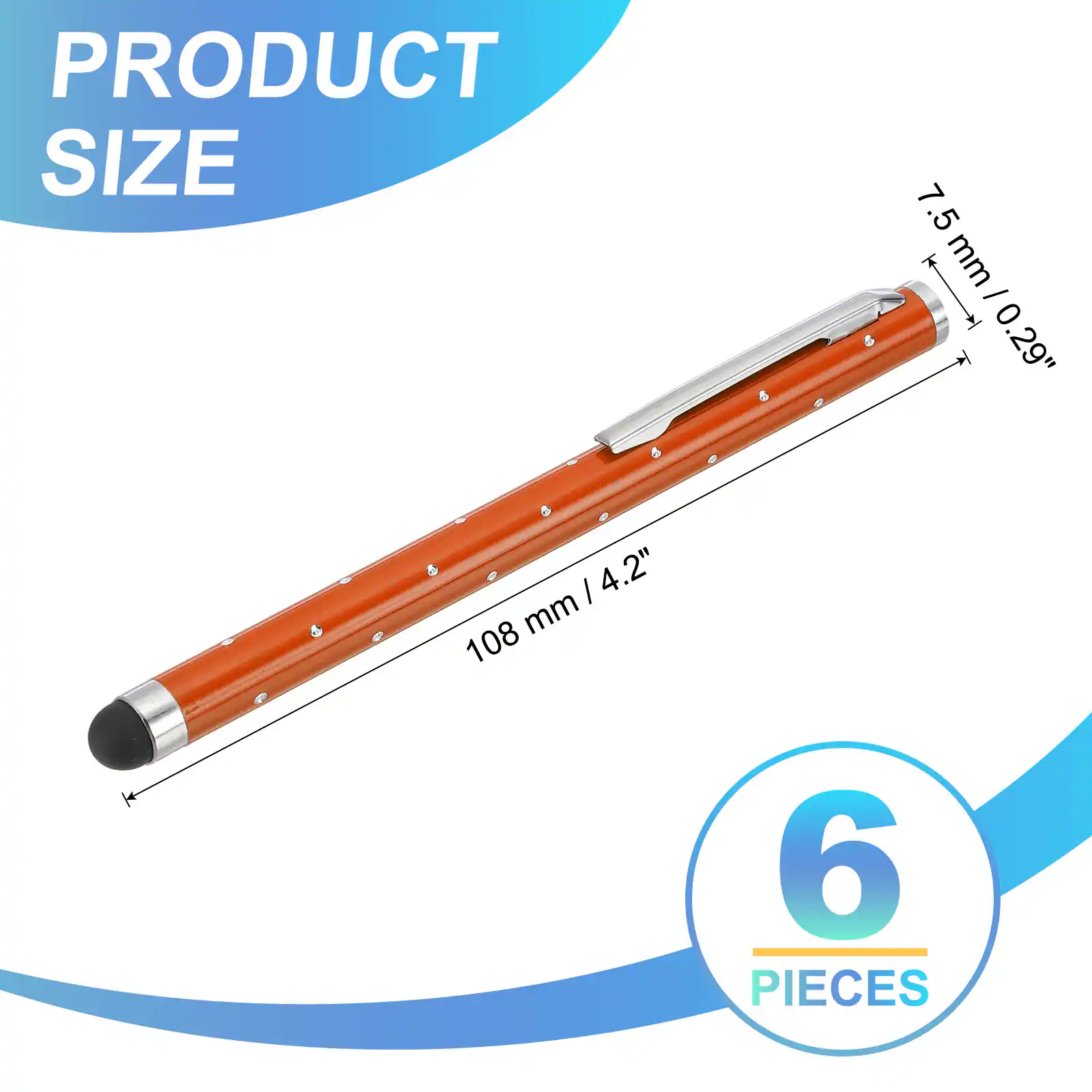 PRODUCT SIZE  
7.5 mm / 0.29"  
108 mm / 4.2"  
6 PIECES