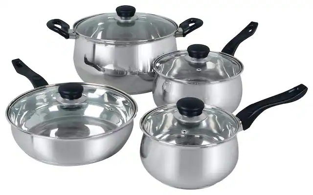 Angle. Oster - Rametto 8-Piece Cookware Set - Stainless-Steel.