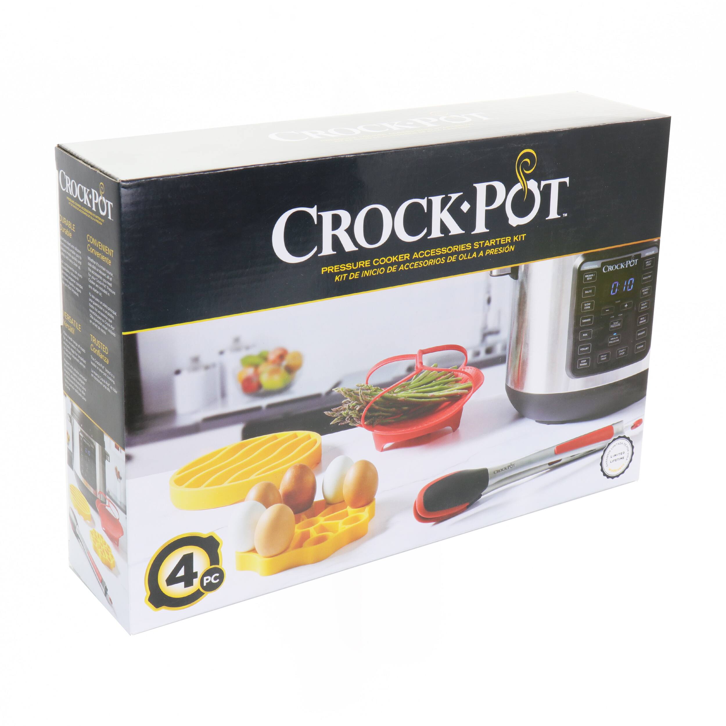 CROCKPOT | FALL TA CONVENEIT - - IOATIA  1 TRSIEO Corferza - - - 3 CROCKPOT CROCK-P POT KIT STARTER ACCESORIES OLLA A PRESION COOKER DE PRESSURE ACCESORIOS CROCKPOT FOr INICIO DE KTT DE - : - 0 10 = S - D - - - = - LRRAN 4 PC