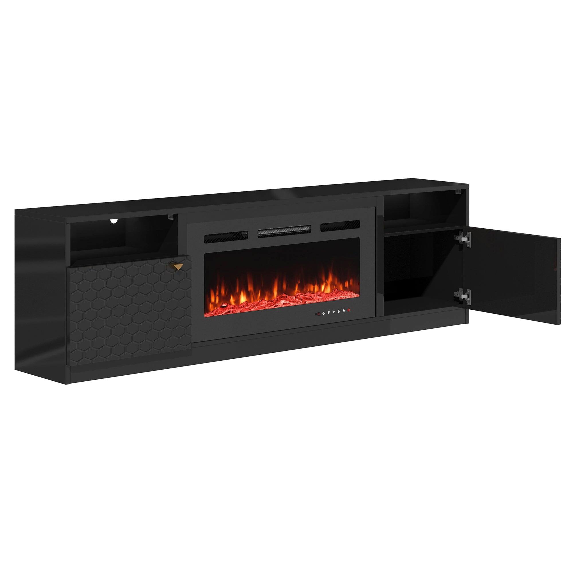 Alt View 9. Boyel Living - Multifunctional Electric Fireplace TV Stand - Black.