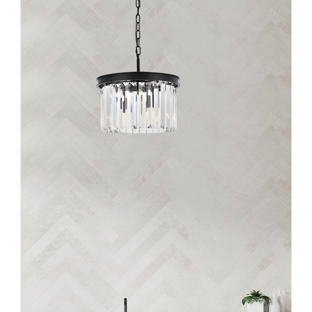 Alt View 1. Urban Classic - Sydney 3 light Matte Black Pendant Clear Royal Cut Crystal - Matte Black.