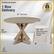 Angle. Finch - Alfred Round Modern Farmhouse Rubberwood Table - Rustic Beige.
