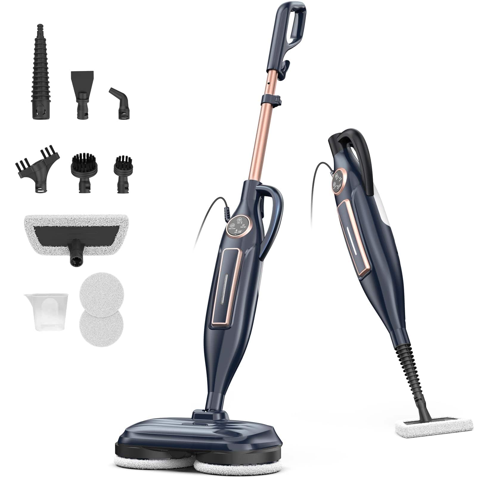 DEVOAC - VM6 Scrubbing Steam Mop with Rotating Mop Pads, 10 in 1, Lightweight Spin Mop & 3 Steam Modes - GREY