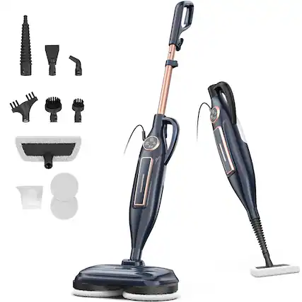 Front. DEVOAC - DEVOAC VM6 Scrubbing Steam Mop with Rotating Mop Pads, 10 in 1, Lightweight Spin Mop & 3 Steam Modes - GOLDEN.