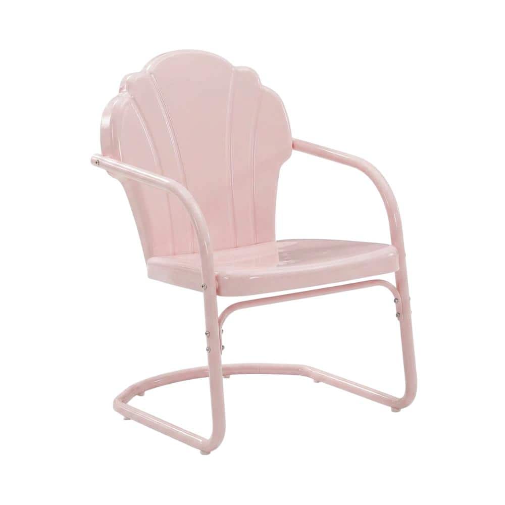 Crosley Furniture - Tulip 3Pc Retro Outdoor Bistro Set - Bistro Table & 2 Chairs - Pastel Pink Gloss