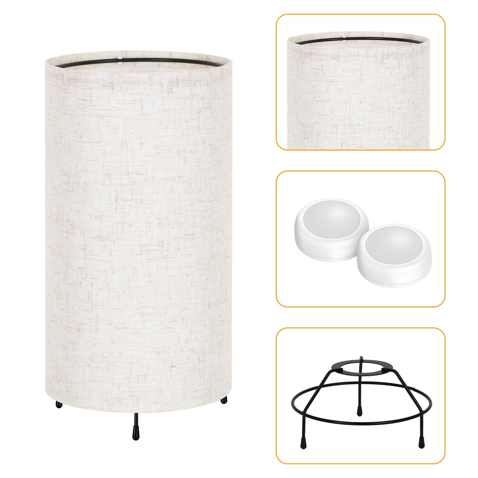 Back. Oumilen - 2 Pack Linen Shade RGB Remote Control Bedside Table Lamp.