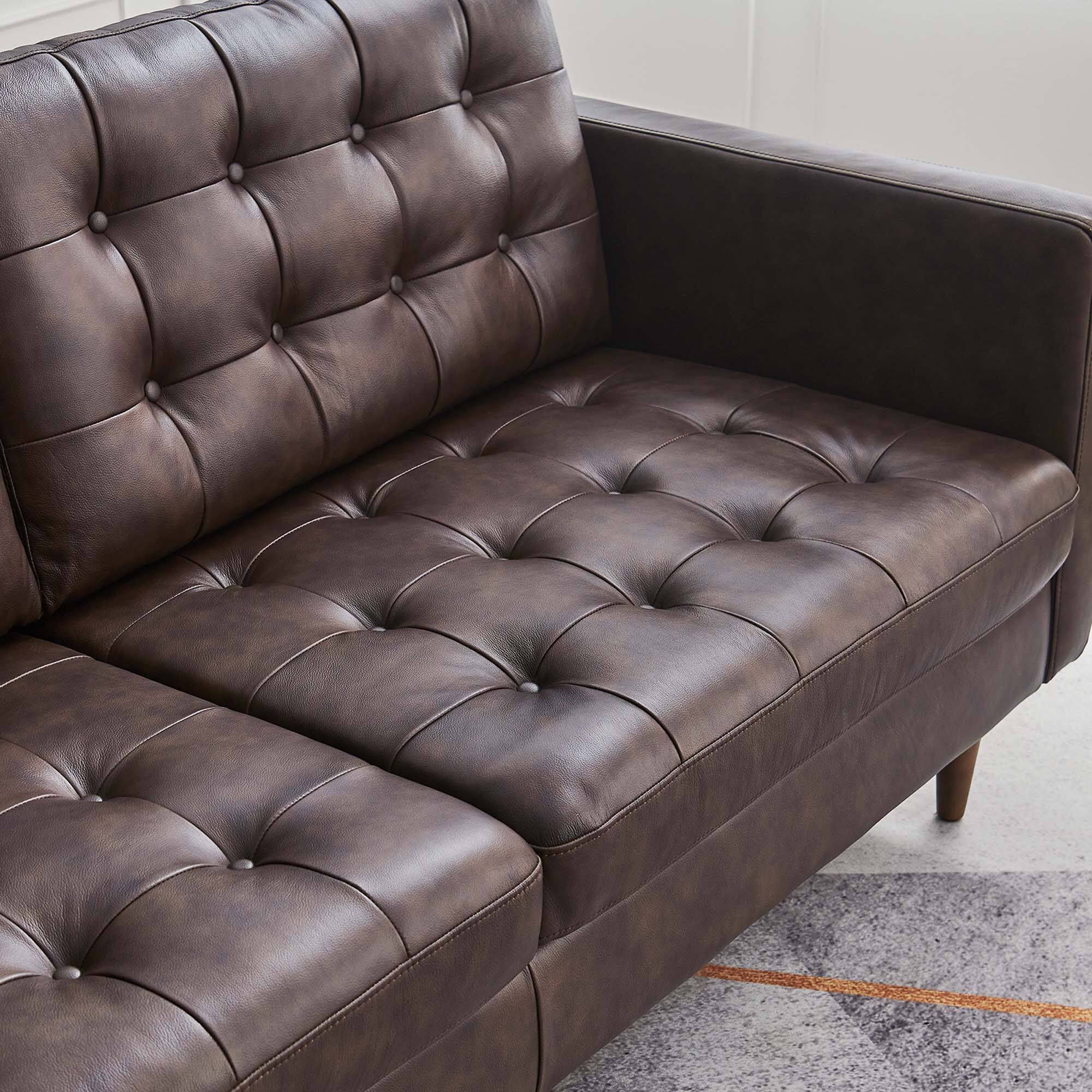 Back. Modway - Exalt Tufted Leather Sofa by Modway - Brown.