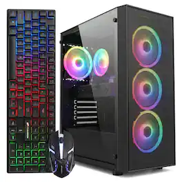 STGAubron - Gaming PC Computer Desktop, Radeon RX 580 8G, Intel Core I7 8th up to 4.10 GHz, 16G DDR4, 512G SSD, WIN11H - Black