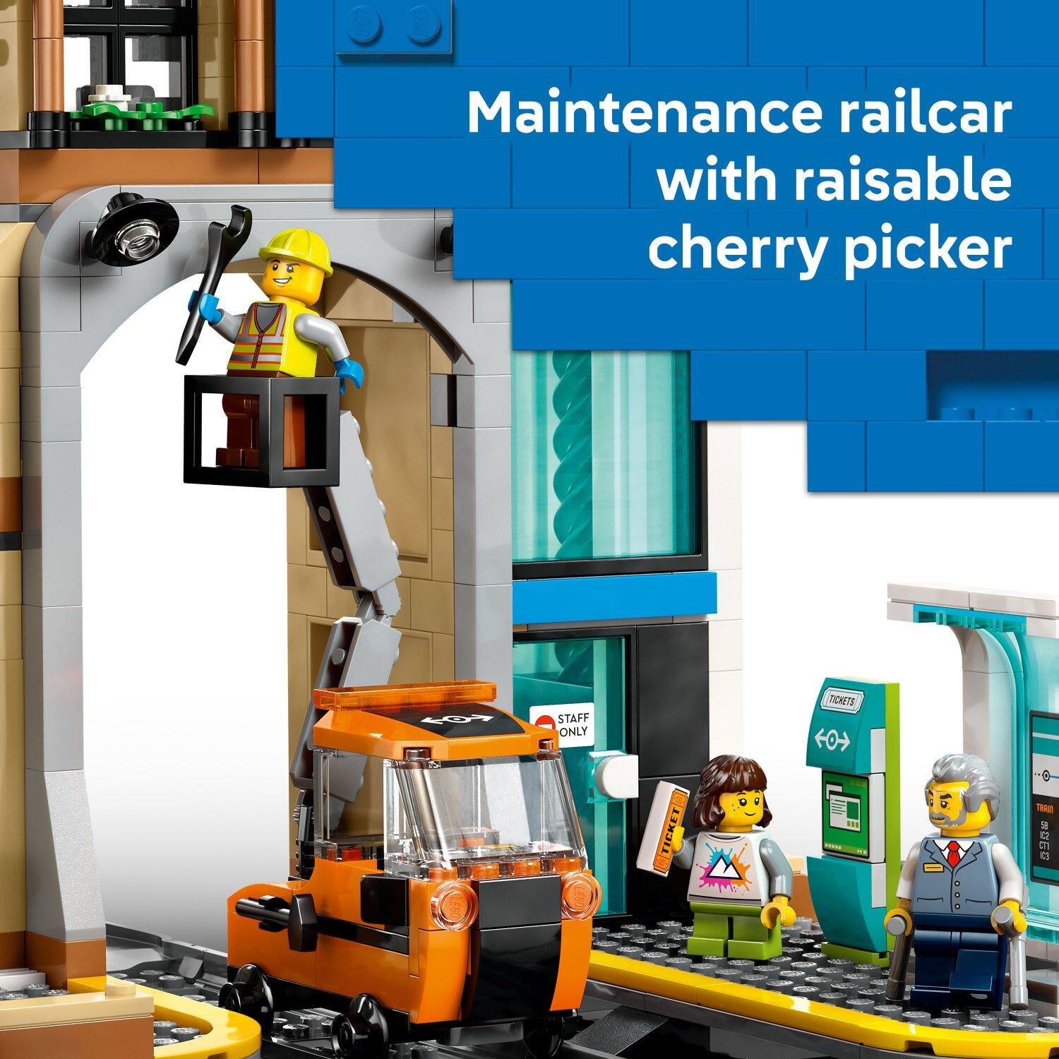 Maintenance railcar with raisable cherry picker, STAFF ONLY, TICKETS