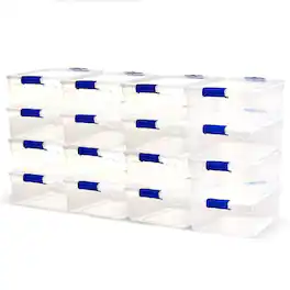 Homz - 15.5 Quart Heavy Duty Plastic Stackable Storage Containers, 16 Pack - Clear