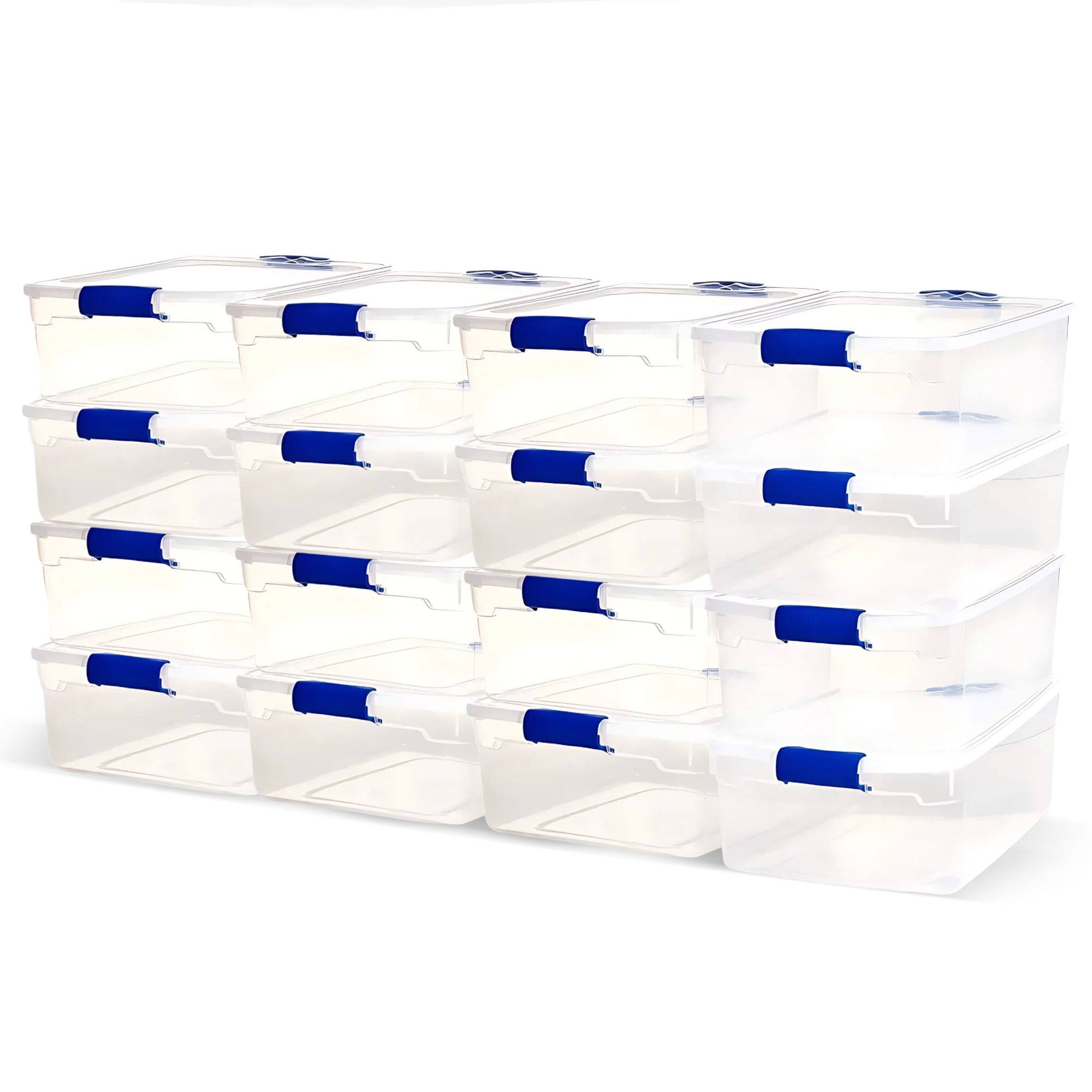 Front. Homz - Homz 15.5 Quart Heavy Duty Clear Plastic Stackable Storage Containers, 16 Pack - Clear.
