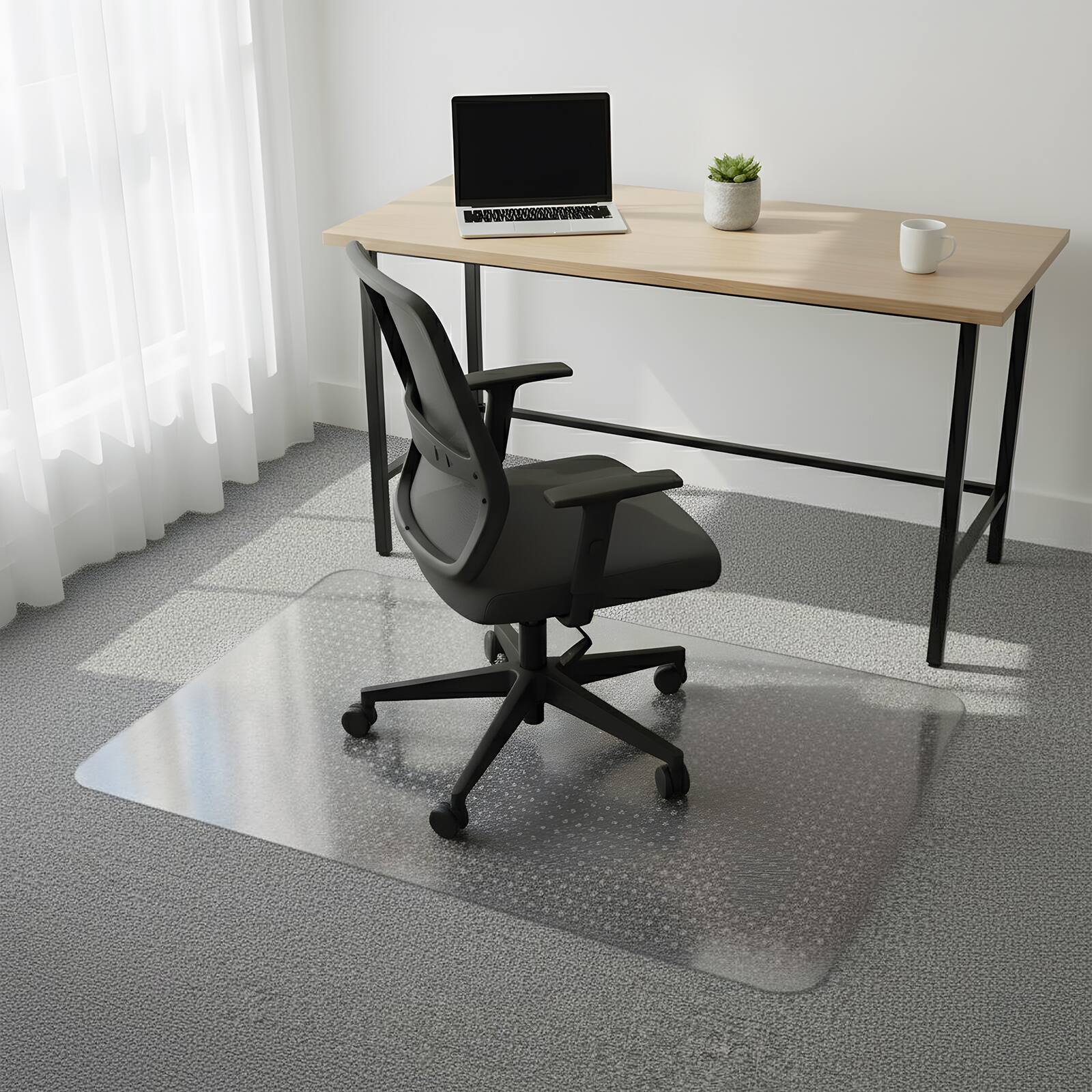 Alt View 3. Winado - 48" x 30" x 0.08" Anti-Slip Frosted Office Chair Mat w/ Nail for Protect Carpet - Clear.