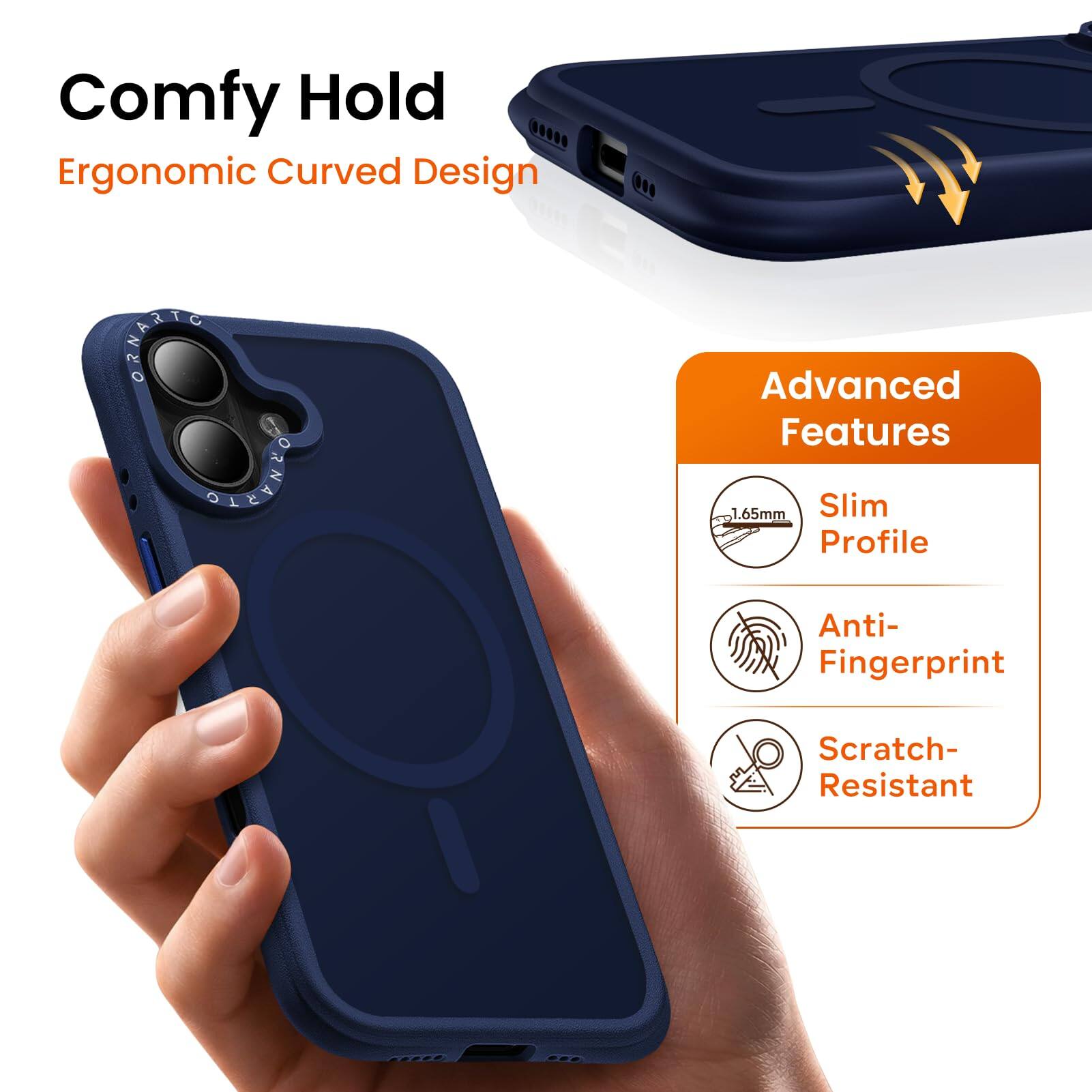 Comfy Hold  
Ergonomic Curved Design  

Advanced Features  
1.65mm Slim Profile  
Anti-Fingerprint  
Scratch-Resistant