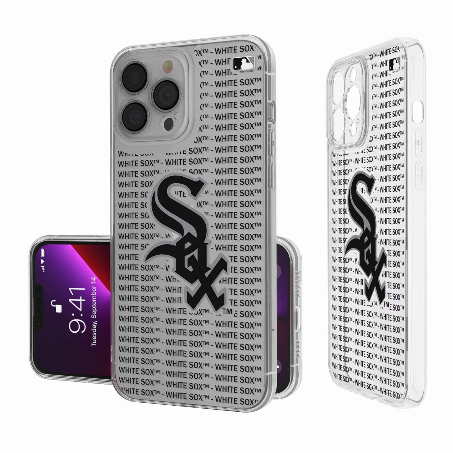 Keyscaper - MLB - Chicago White Sox Text Backdrop Clear iPhone Case - 16 Pro - Multicolor