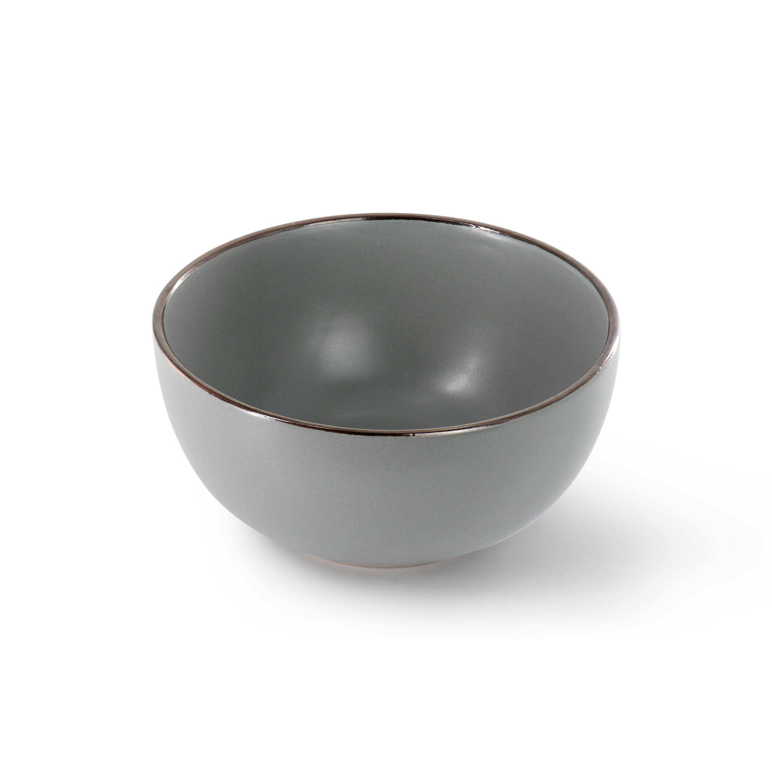 Alt View 3. Gibson - Gibson Home Rockaway 16 Piece Stoneware Gold Rimmed Dinnerware Set in Grey - Gray.