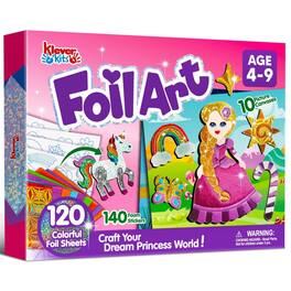 Joyfy - Princess Foil Art Kit for Kids, Mess Free Travel Toys with Foil Foam Stickers, Birthday Gift for Boys and Girls Ages 4