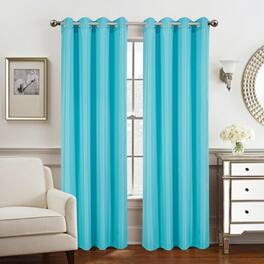 Olivia Gray - Gilbert Solid Single Grommet Curtain Panel Pair - 54x84" - Turquoise