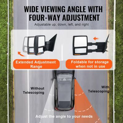 Pair Black Tow Mirrors For 2004-2014 F150 – Power, Heated, Puddle Lights