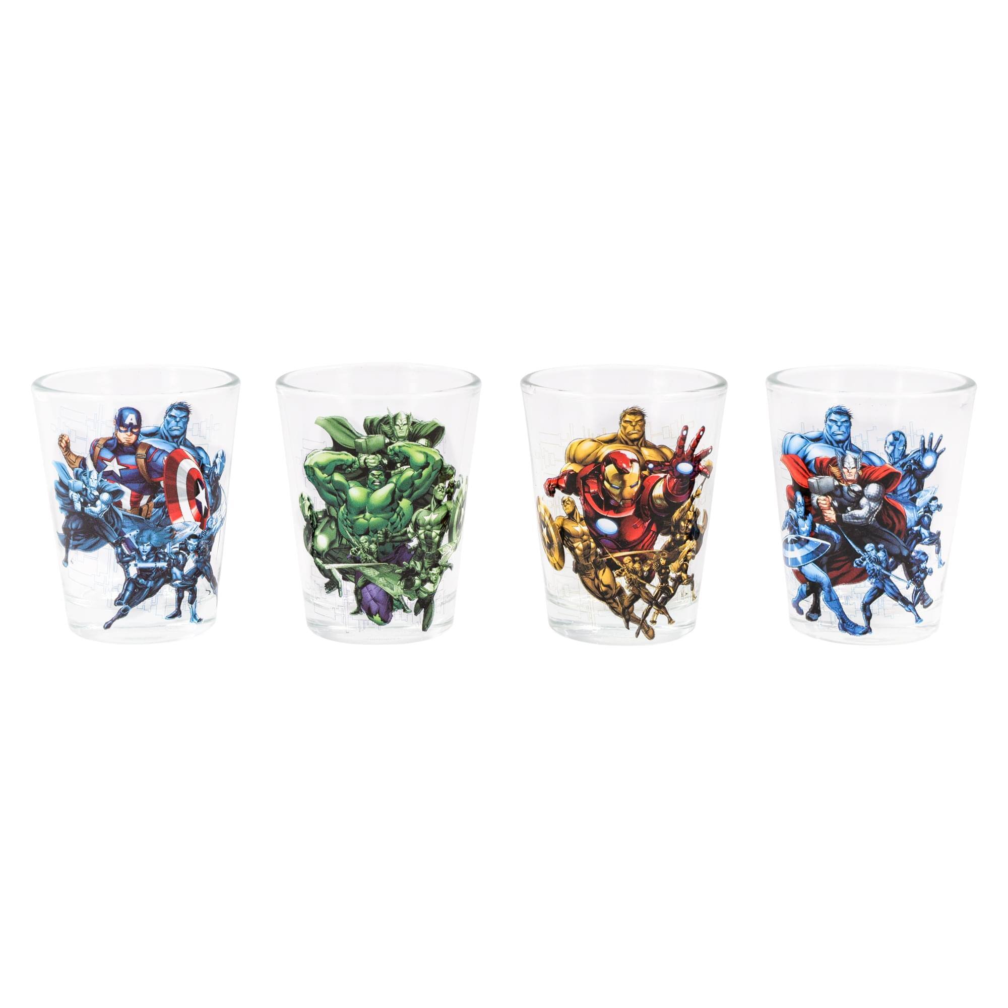 Silver Buffalo - Marvel Avengers 2-Ounce Mini Shot Glasses | Set of 4 - Multi-Colored