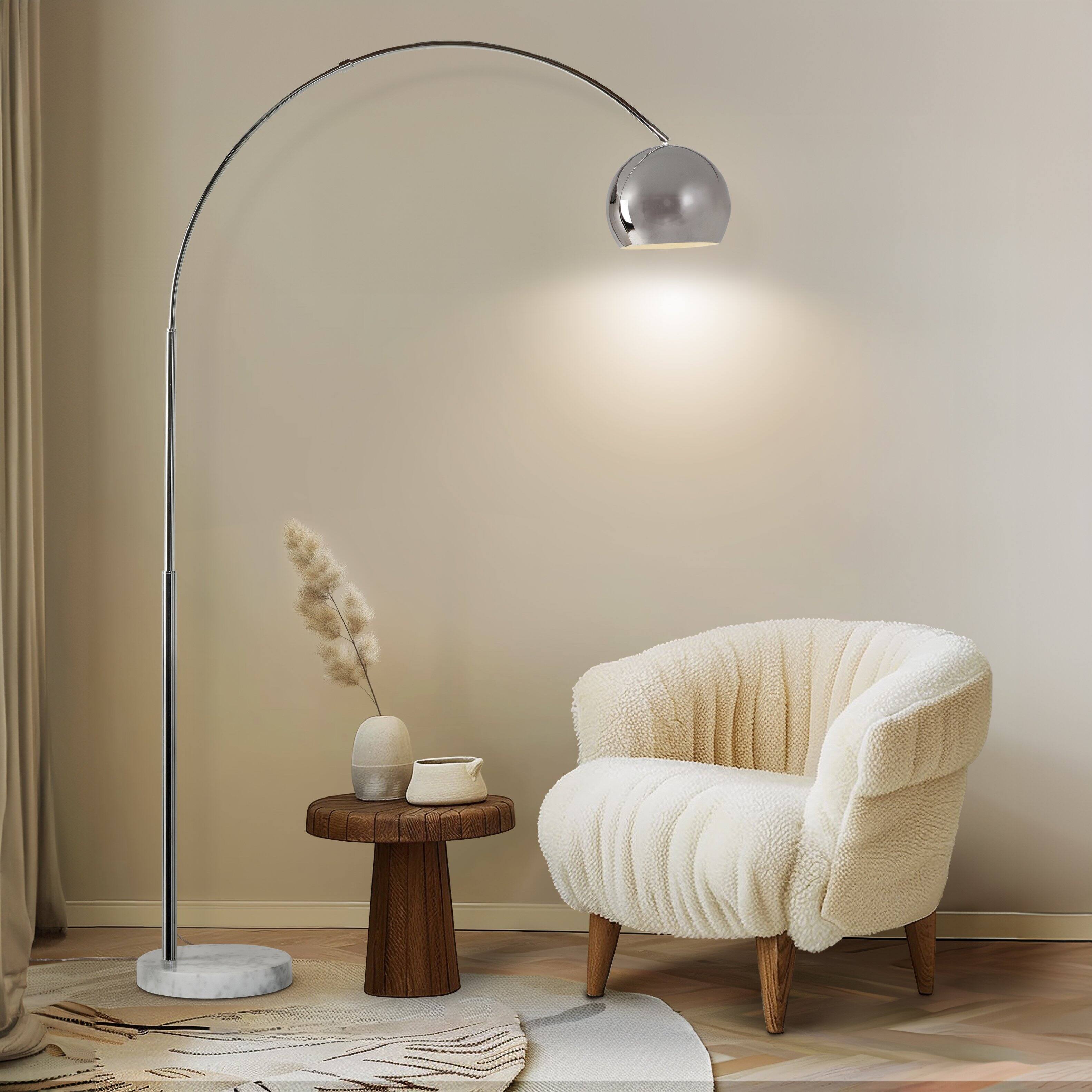 Alt View 6. Brightech - Olivia LED Modern Contemporary Arc Super Bright Floor Lamp with Heavy Marble Base - Glossy Chrome.